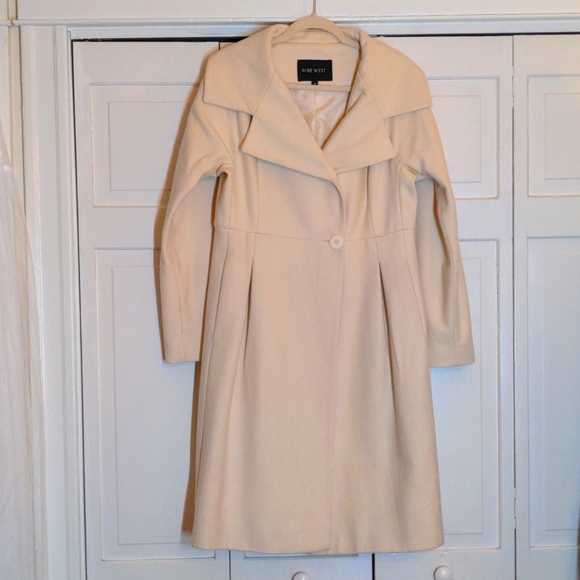 Nine West size 8 lined Wool knee length dress jacket - Picture 1 of 16